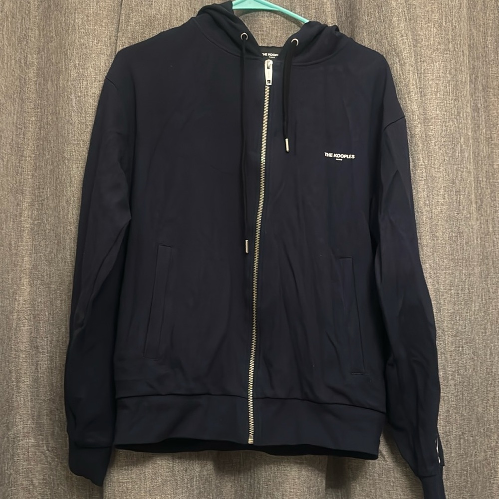 The Kooples Paris Navy Blue Zip Hoodie Viscose